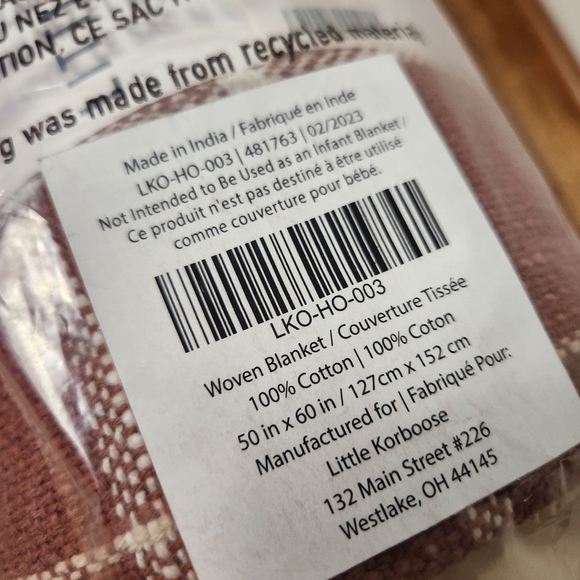 Little Korboose Woven Throw Blanket Rust NWT April Nemeth - Picture 8 of 9